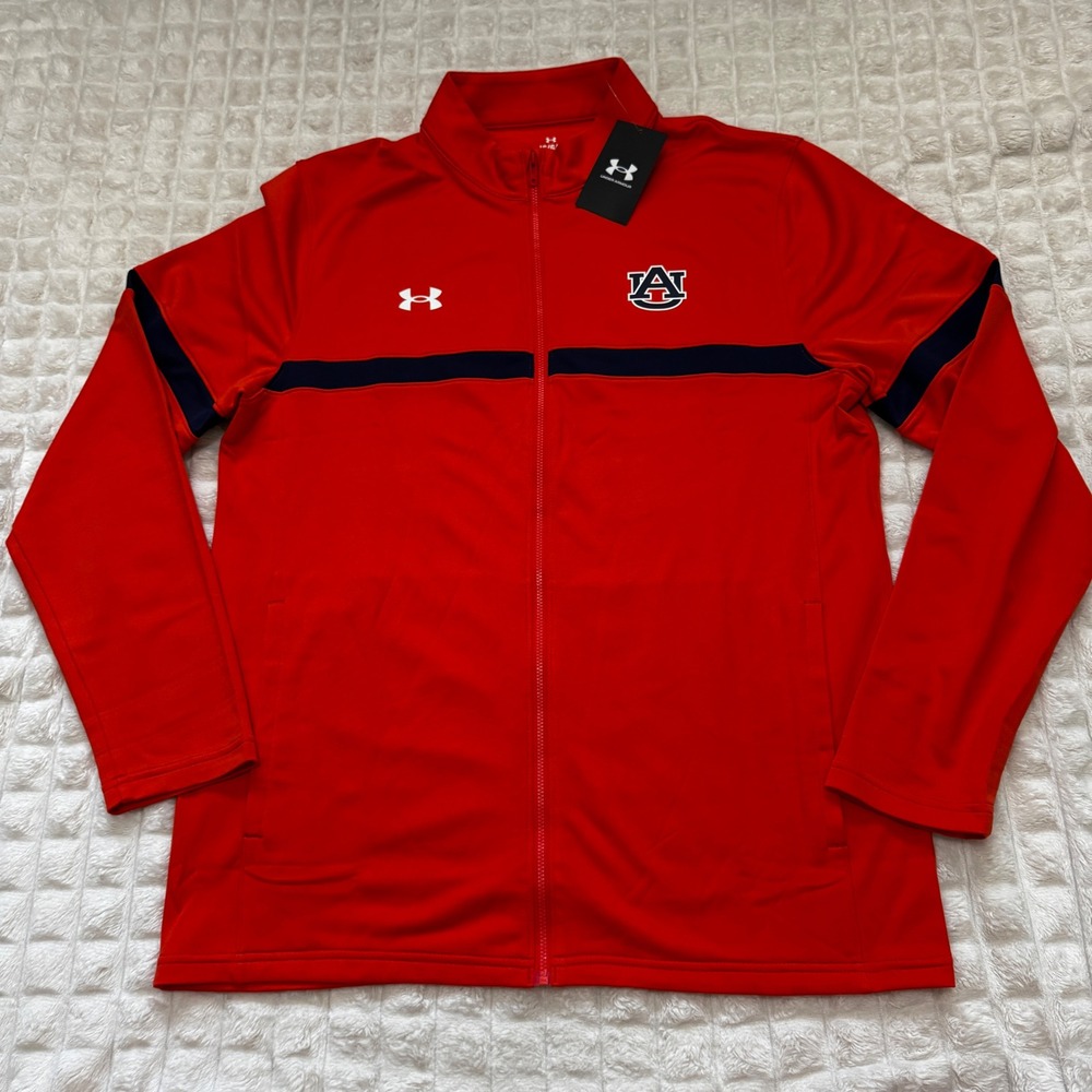 NEW Auburn University Under Armour Large Orange Full Zip Lightweight Jacket